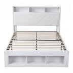 Artiss Queen Bed Frame with Storage Charging Station & LED White
