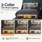 Artiss Queen Bed Frame with Storage Charging Station & LED White