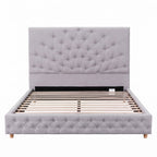 Artiss Double Bed Frame with Tufted Headboard and Plywood Slats Grey