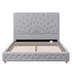 Artiss Queen Bed Frame with Tufted Headboard and Plywood Slats Grey