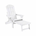 Gardeon Folding Sun Lounger Adirondack Chair Outdoor Lounge Setting HDPE Recliner Footrest White