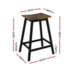 Artiss Bar Stools Set of 2 Kitchen Counter Stools Wooden Industrial Rustic Brown