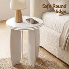 Artiss Round End Table High-Gloss Small Coffee Table Side Bedside Nightstand 40x45cm Cream white