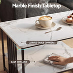 Artiss Coffee Table 100cm Faux Marble Finish Center Table 2-Tier Storage White&Black