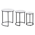 Artiss Nesting Coffee Table Set of 3 Round Stackable Side End Tables Marble Finish White