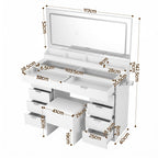 Artiss Dressing Table Makeup Vanity Desk Large LED Mirror 10 Drawers Power Outlet Hair Dryer Holder Hook White