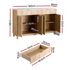 Artiss Buffet Sideboard Cabinet Kitchen Storage Cupboard Marble 2 Drawers Pine