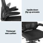 Artiss Office Desk and Chair Set L Shaped Computer Desk 136cm with 2 Tier Storage Shelves, Ergonomic Mesh Office Chair with Adjustable Headrest, Flip-Up Armrests & Lumbar Support