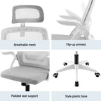 Artiss Home Office Desk and Chair Set, 136cm L Shaped Computer Desk with Shelves & Cable Management, Ergonomic Mesh Office Chair with Adjustable Headrest, Flip-Up Armrests