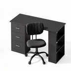 Artiss Office Desk & Chair Set 120cm Computer Desk with 3 Drawers & Open Shelves, Ergonomic Armless Office Chair with Wheels, Height Adjustable for Home Office Study