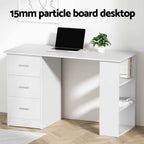 Artiss Computer Desk & Ergonomic Office Chair Set 120cm Home Office Study Desk with 3 Drawers & 3 Shelves, Mesh Computer Chair with Flip-Up Armrests