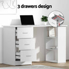 Artiss Computer Desk & Ergonomic Office Chair Set 120cm Home Office Study Desk with 3 Drawers & 3 Shelves, Mesh Computer Chair with Flip-Up Armrests