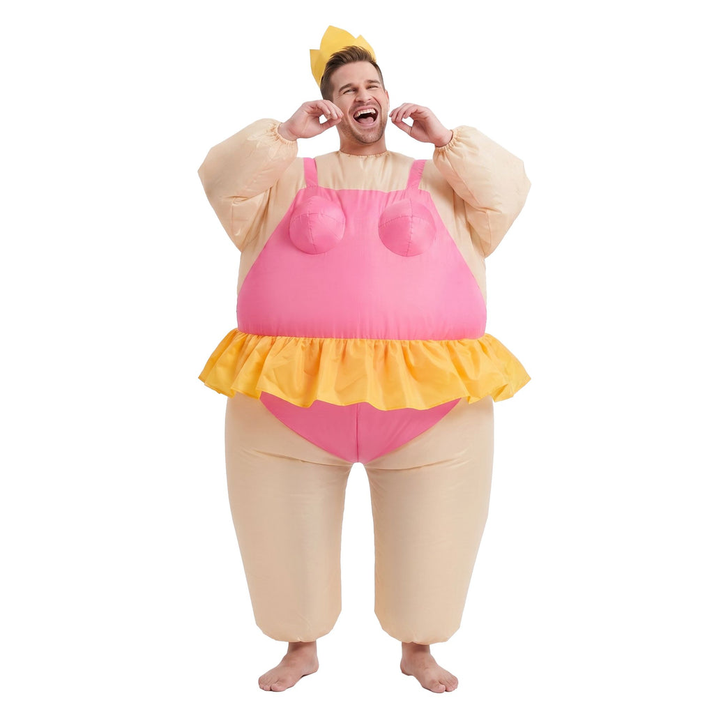 Inflatable Costume Funny Fat Suit Fancy Dress Adult Party Outfit Pink One Size