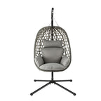 Gardeon Outdoor Swing Chair with Stand Cushion Rattan Furniture Grey