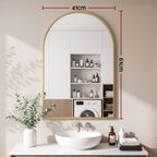 Embellir Arch Wall Mirror, Decorative Gold Frame Mirrors, 61x41cm Bathroom Vanity Mirror, Slim Frame for Living Room Entryway Bedroom Decor