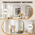 Embellir Arch Wall Mirror, Decorative Gold Frame Mirrors, 61x41cm Bathroom Vanity Mirror, Slim Frame for Living Room Entryway Bedroom Decor