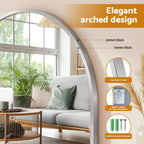 Embellir Arch Wall Mirror, Decorative Silver Frame Mirrors, 86x50cm Bathroom Vanity Mirror, Slim Frame for Living Room Entryway Bedroom Decor