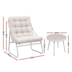 Gardeon 3PC Outdoor Bistro Set Patio Furniture Table and Chairs Steel Dining Chair Khaki