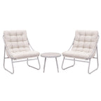 Gardeon 3PC Outdoor Bistro Set Patio Furniture Table and Chairs Steel Dining Chair Khaki