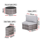 Gardeon 8 Seater Outdoor Sofa Set 14PCS Table Chair Set Rattan Patio Furniture