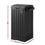 Gardeon Outdoor Trash Cans Polypropylene Patio Hideaway Bin 110L Black