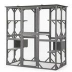 i.Pet Cat House 181cm Outdoor Catio Enclosure Walk-In Large Rabbit Hutch Grey