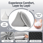 Giselle Bedding Back Pillow for Sitting in Bed, No-Collapse 25D High-Density Base, Ergonomic Lumbar Support Pillow for Gaming, Nursing & Floor Tatami, 90% Shredded Sponge Cushion with Washable Velvet Cover
