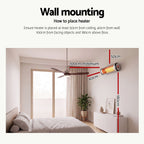 Devanti 2PCS Electric Radiant Strip Heater Indoor Outdoor Patio Remote Control 1500W