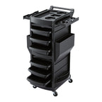 Embellir Salon Trolley 2 Lockable Doors 6 Tier Trays Mobile Hair Cart Black