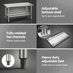 Cefito 1524x762mm Stainless Steel Kitchen Bench 430