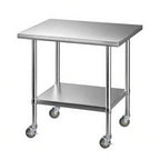 Cefito 914x762mm Stainless Steel Kitchen Bench w/ Splashback Work Table Prep Bench Commercial 430