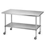 Cefito 1524x762mm Stainless Steel Kitchen Bench w/ Splashback Work Table Prep Bench Commercial 430