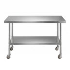 Cefito 1524x762mm Stainless Steel Kitchen Bench w/ Splashback Work Table Prep Bench Commercial 430