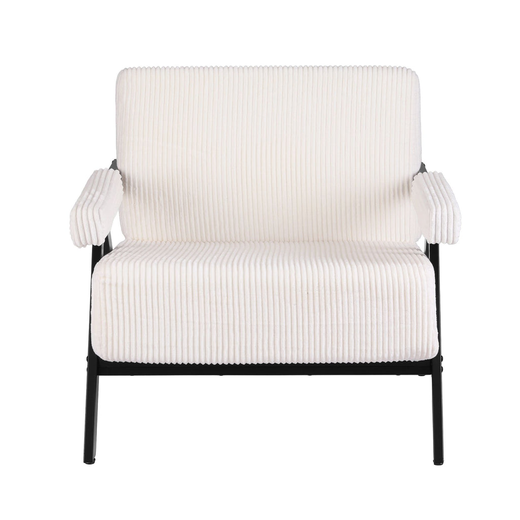 Artiss Compressed Armchair White Corduroy Accent Chair for Small Space