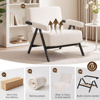 Artiss Compressed Armchair White Corduroy Accent Chair for Small Space