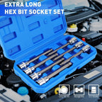 7-Pieces 3/8"Drive Extra Long Ball-End Hex Bit Allen Key Socket Set Size H3-H10
