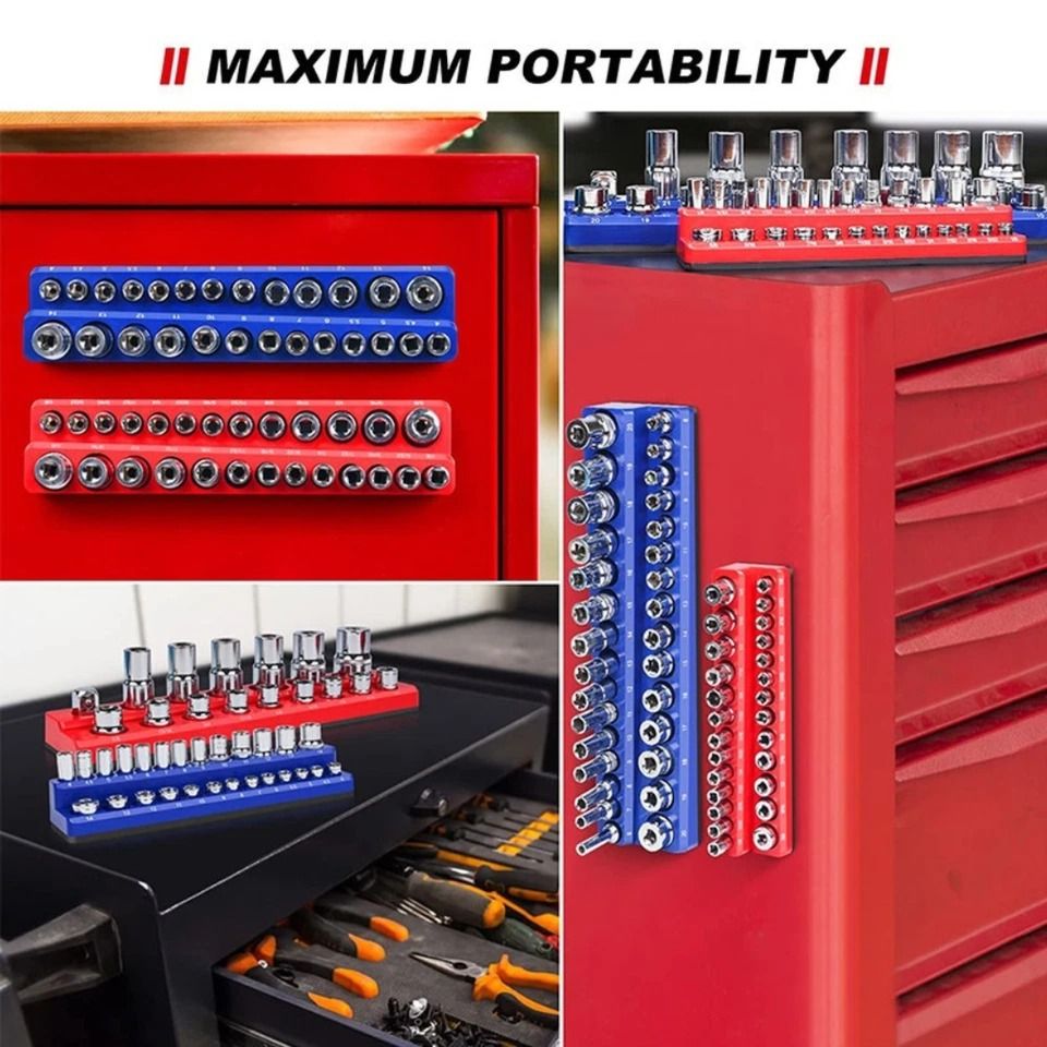 1PC 1/4" Red Imperial Magnetic Socket Organizer Storage Holder Trays Single size