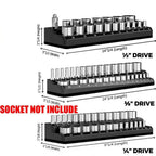 6PCS 1/4" 3/8" 1/2" 143 Slot Magnetic Socket Organizer Storage Holder Trays Set