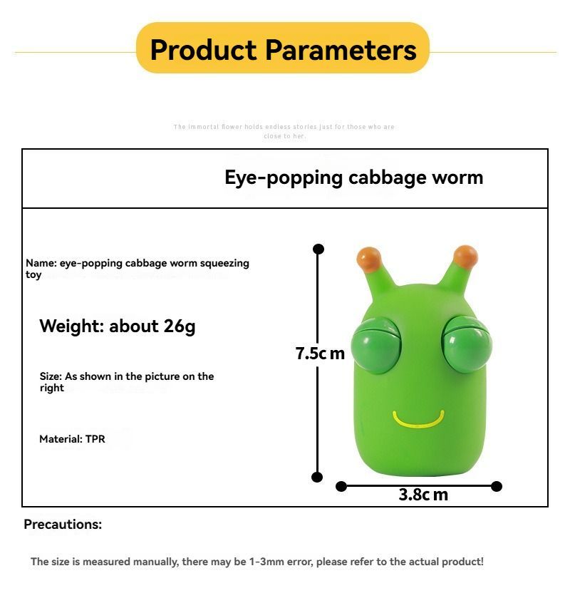 staring small vegetable worm, stress relief toy, novelty gift, popular toy, relaxation toy, anxiety toy, fidget toy, cute stress ball, googly eyes toy - Green - Size 2pcs