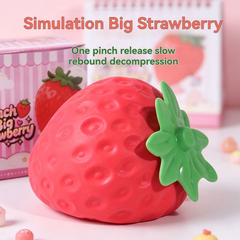 giant strawberry, squeeze stress reliever, novelty gift, decompression toy, slow-rebound soft rubber, stress relief toy, desk fidget toy, Australian stress toy, cute gift idea, sensory fidget - Red - Size strawberry