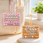 26-key keyboard keychain, bag charm, stress reliever toy, cute gift, pixel keychain, novelty gift, Australia, fun accessory, quirky keyring, retro gaming charm - Green - Size 26 pendants