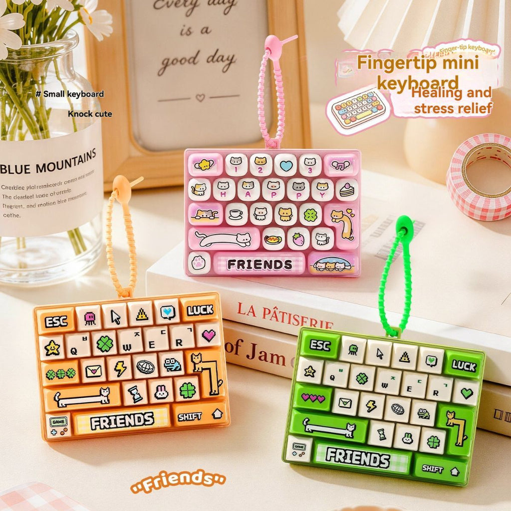26-key keyboard keychain, bag charm, stress reliever toy, cute gift, pixel keychain, novelty gift, Australia, fun accessory, quirky keyring, retro gaming charm - Green - Size 26 pendants