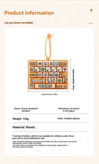 26-key keyboard keychain, bag charm, stress reliever toy, cute gift, pixel keychain, novelty gift, Australia, fun accessory, quirky keyring, retro gaming charm - Yellow - Size 26 pendants