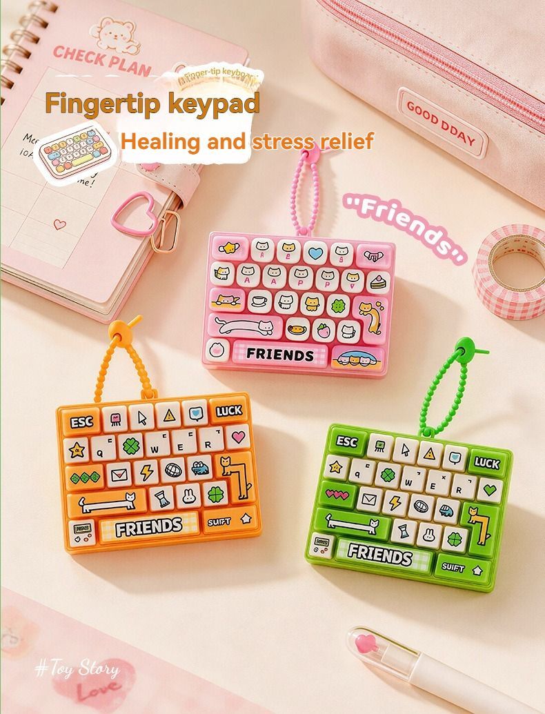 26-key keyboard keychain, bag charm, stress reliever toy, cute gift, pixel keychain, novelty gift, Australia, fun accessory, quirky keyring, retro gaming charm - Yellow - Size 26 pendants