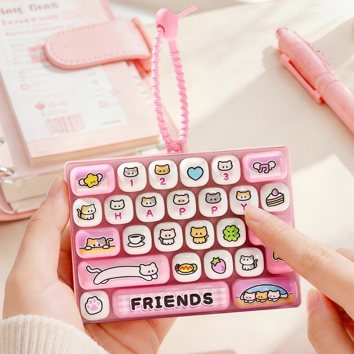 26-key keyboard keychain, bag charm, stress reliever toy, cute gift, pixel keychain, novelty gift, Australia, fun accessory, quirky keyring, retro gaming charm - Yellow - Size 26 pendants