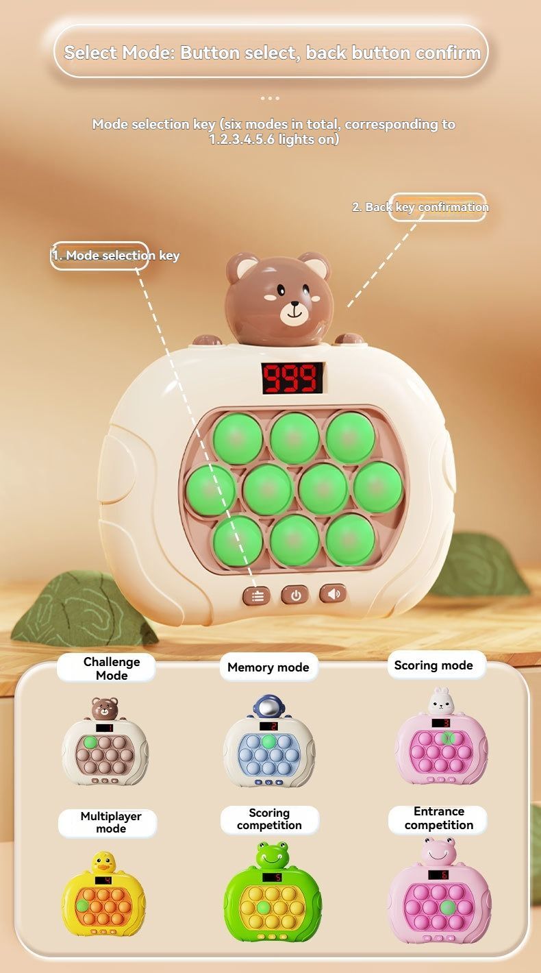 whac-a-mole game, LCD decompression toy, focus-enhancing game, intelligence-boosting toy, memory game, puzzle game, Australian market - Green - Size 10-key