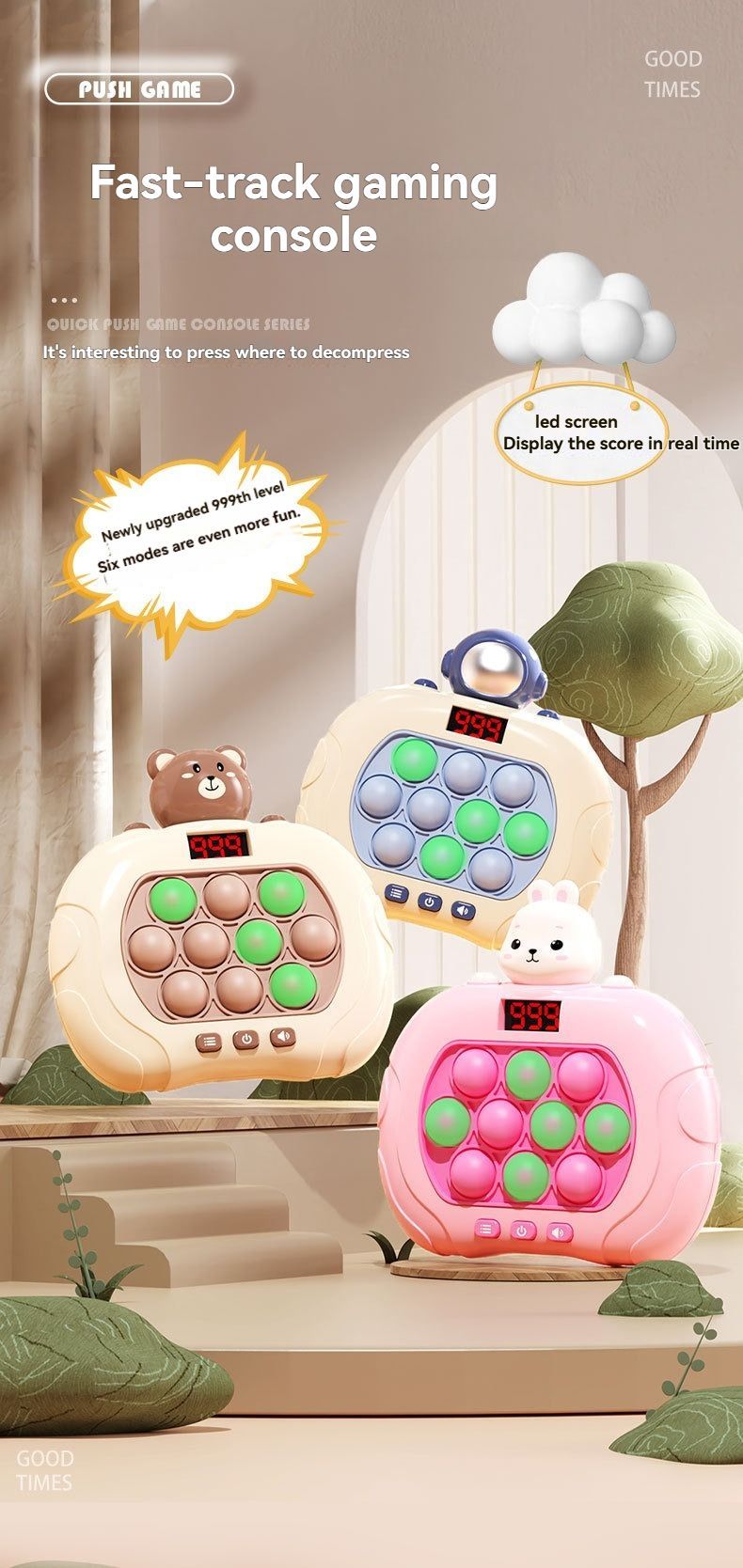 whac-a-mole game, LCD decompression toy, focus-enhancing game, intelligence-boosting toy, memory game, puzzle game, Australian market - Green - Size 10-key