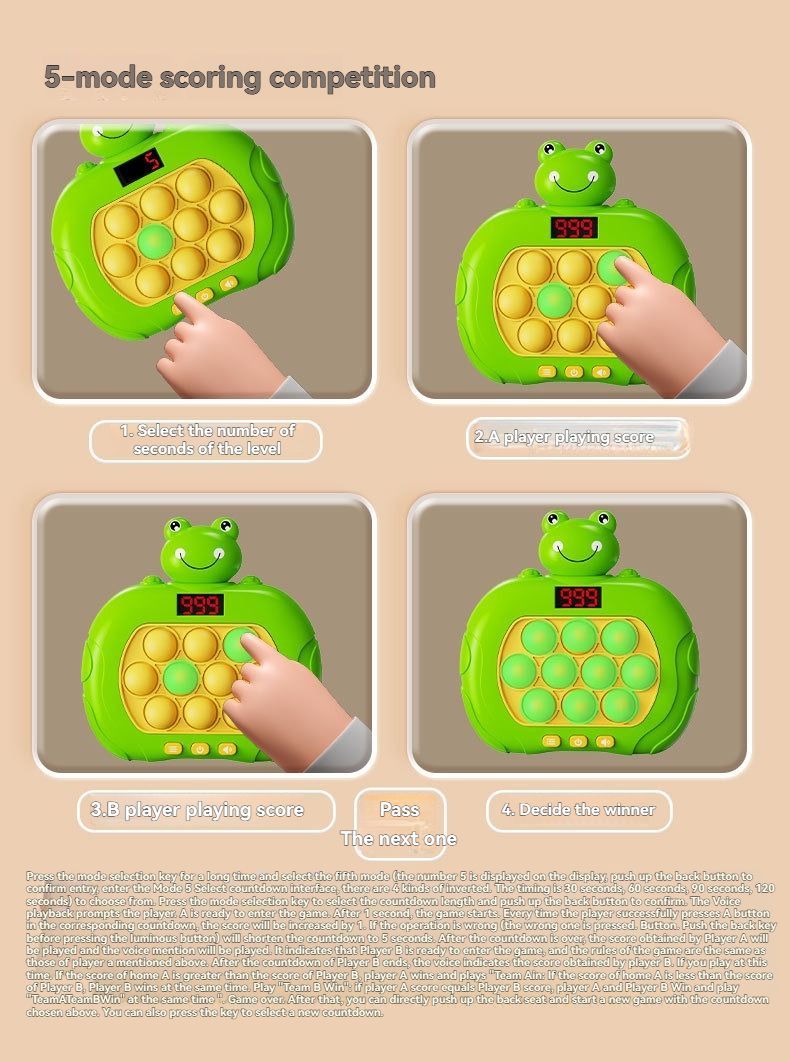 whac-a-mole game, LCD decompression toy, focus-enhancing game, intelligence-boosting toy, memory game, puzzle game, Australian market - Green - Size 10-key