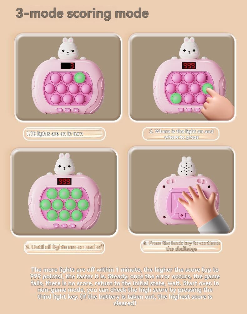 whac-a-mole game, LCD decompression toy, focus-enhancing game, intelligence-boosting toy, memory game, puzzle game, Australian market - Pink - Size 10-key