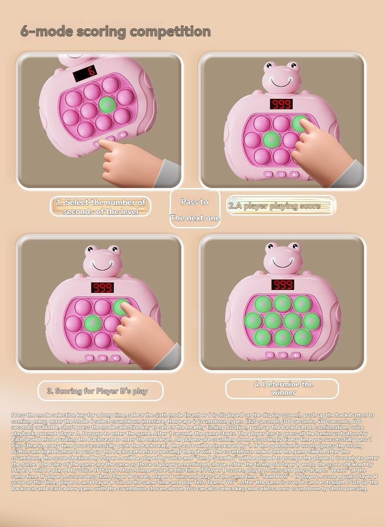 whac-a-mole game, LCD decompression toy, focus-enhancing game, intelligence-boosting toy, memory game, puzzle game, Australian market - Pink - Size 10-key